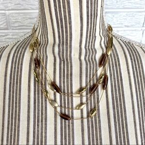 Monet Gold & Brown Multi-Chain Necklace